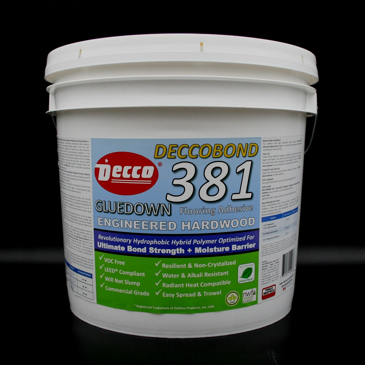 Deccobond 381 gluedown wood flooring adhesive 3.5 gallon pail
