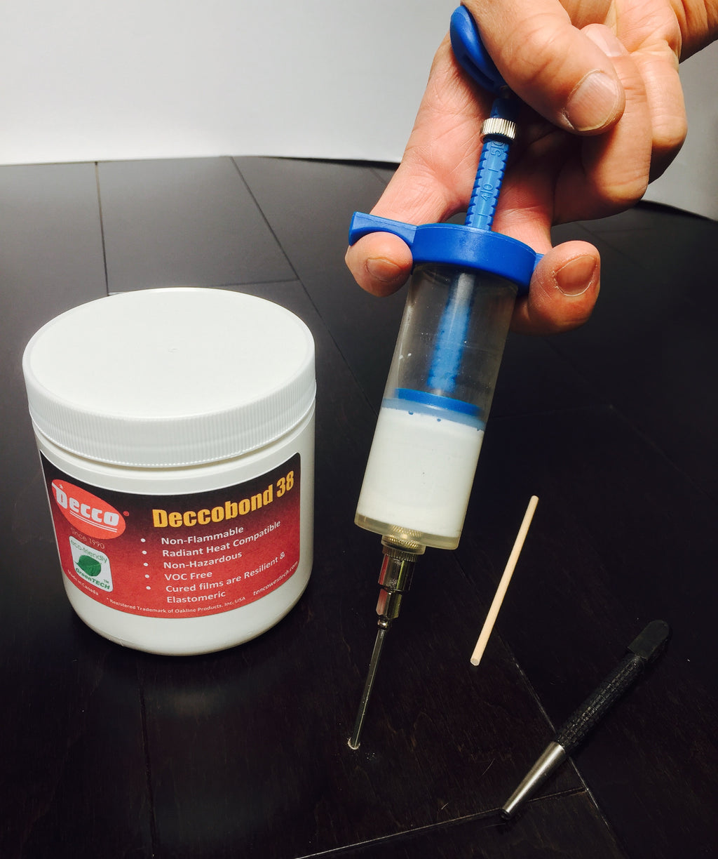 FIX-IT repair kit application on engineered hardwood floor