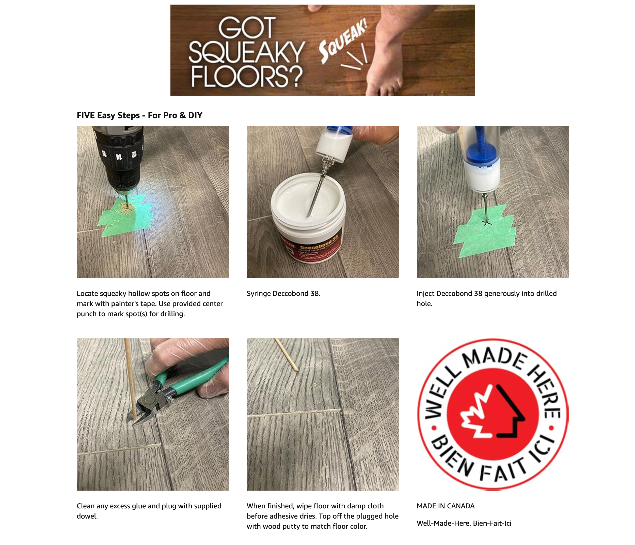 Deccobond FIX-IT kit components and instructions